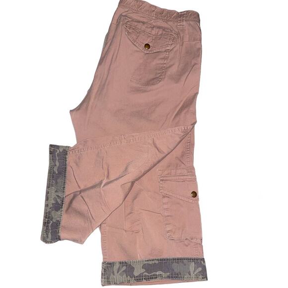 Magellan Sportswear Khaki Crop Cargo with Camo Cuff Pants 12 - Picture 1 of 8